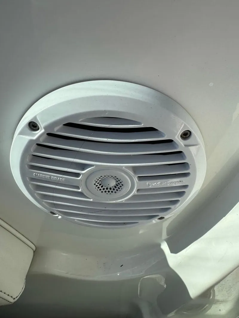 Slide: The Image of Boat speaker on a 2020 Monterey M45, mounted on a white surface. - 17