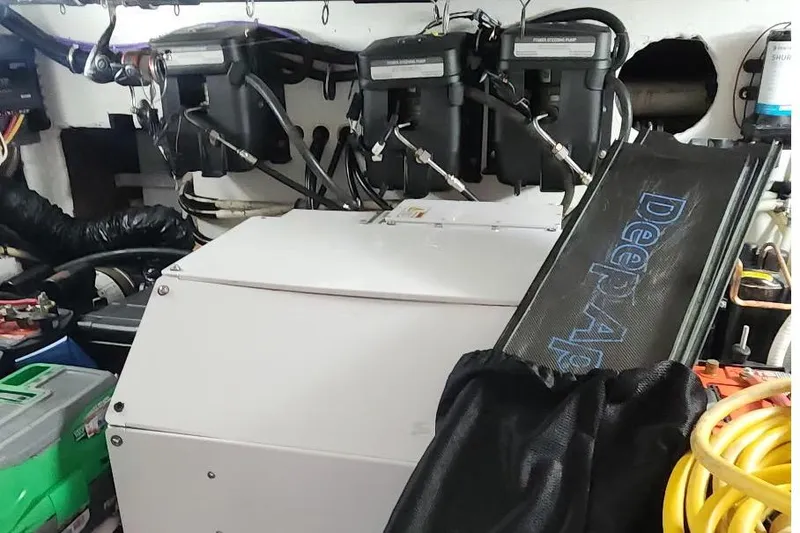 Slide: The Image of 2017 Fountain 38 Sportfish Cruiser with triple Mercury outboard engines. - 5