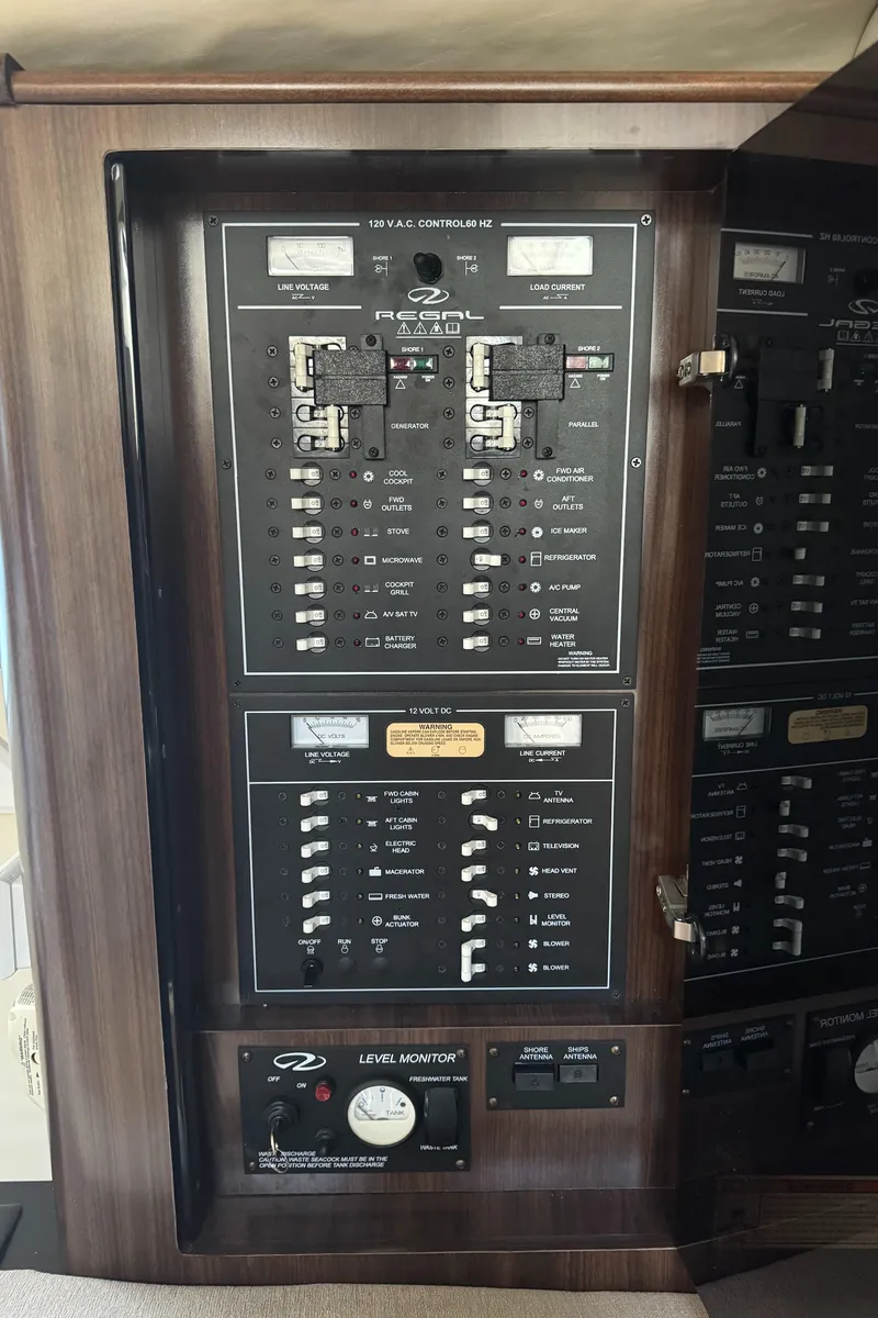 Slide: The Image of Electrical panel of a 2016 Regal 35 Sport Coupe boat. - 31