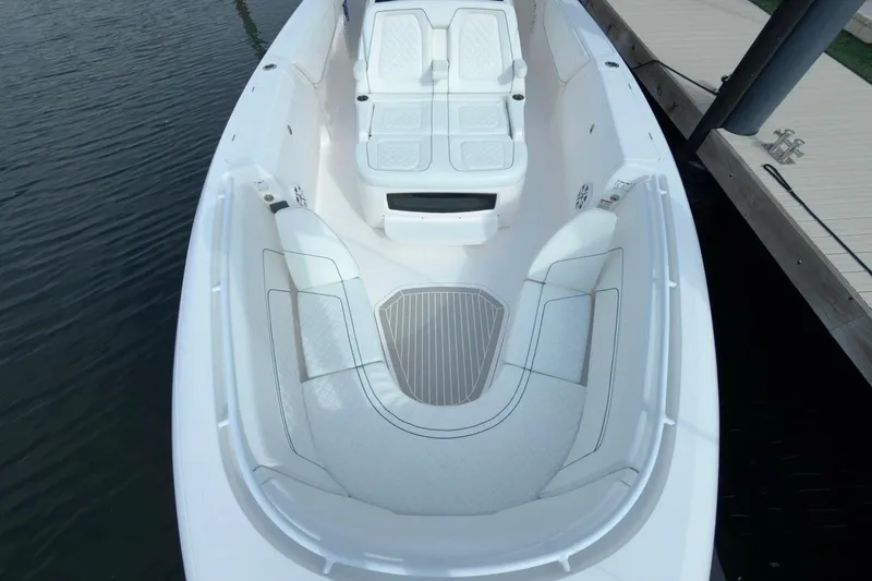 Slide: The Image of 2022 Intrepid 407 Panacea boat with spacious seating and sleek design. - 135