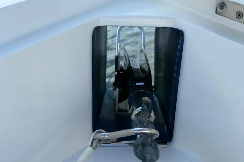 Slide: The Image of Anchor mechanism on 2022 Intrepid 407 Panacea boat, close-up view. - 146