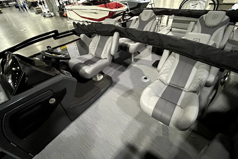 Slide: The Image of 2026 Godfrey Monaco 255 QSL boat interior with luxurious seating and modern design. - 10