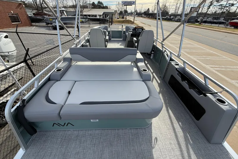 Slide: The Image of 2026 Avalon Venture 85 Versatile rear Bench boat with spacious seating and modern design. - 31