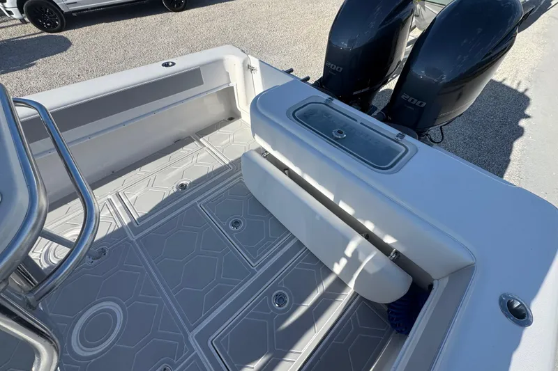 Slide: The Image of 2021 Contender 28 Tournament boat interior with dual engines and spacious deck. - 6