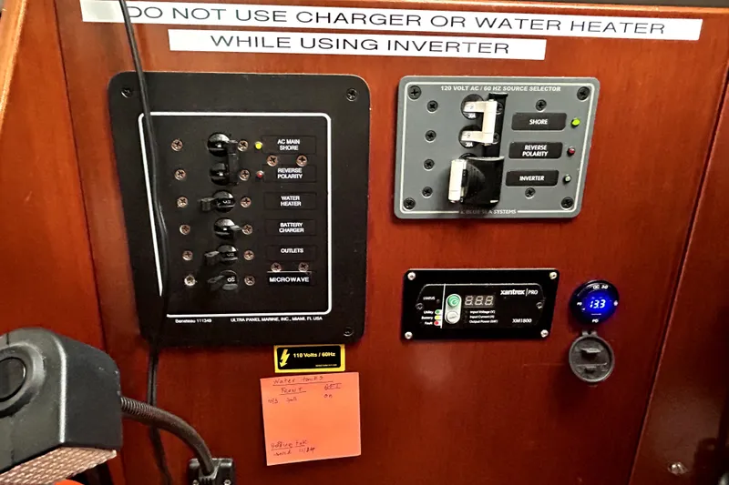 Slide: The Image of Electrical control panel on a 2005 Beneteau Oceanis 373 sailboat. - 8