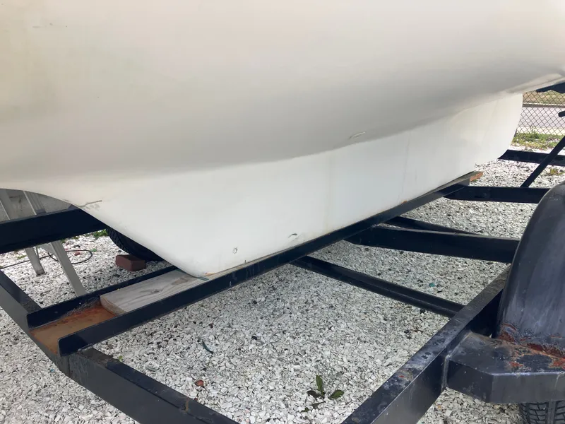 Slide: The Image of Hull of 1995 Edey & Duff Stuart Knockabout on trailer. - 10