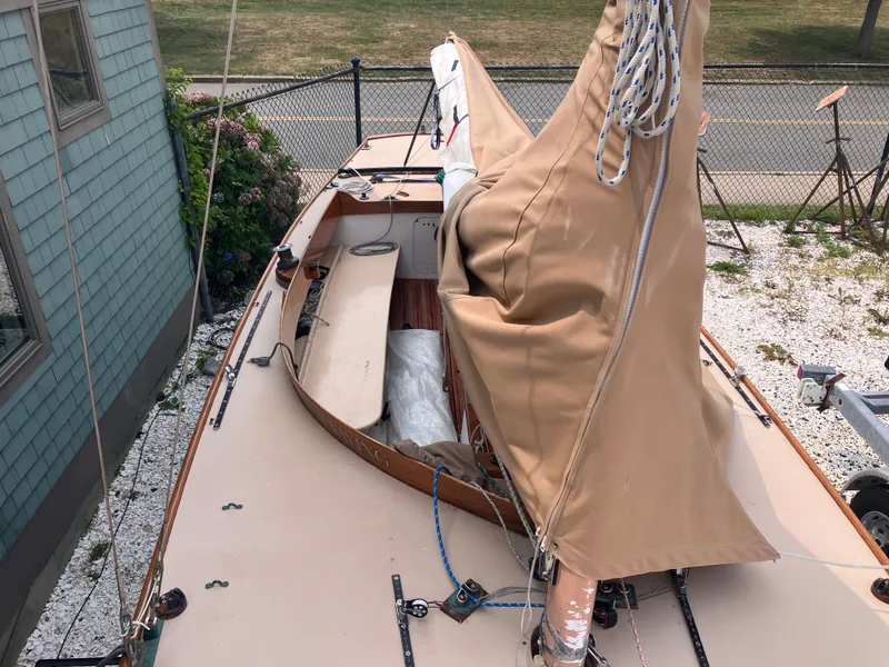 Slide: The Image of 1995 Edey & Duff Stuart Knockabout sailboat docked. - 15