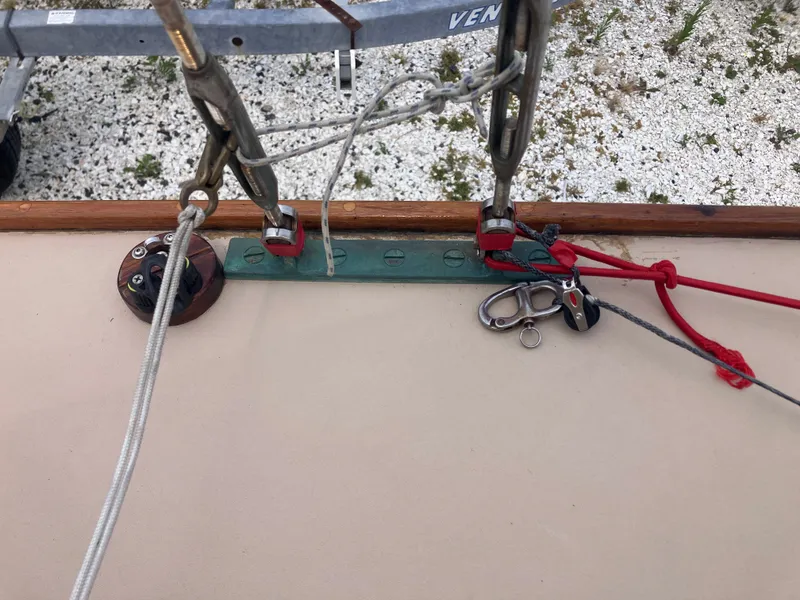 Slide: The Image of Close-up of 1995 Edey & Duff Stuart Knockabout sailboat details. - 20