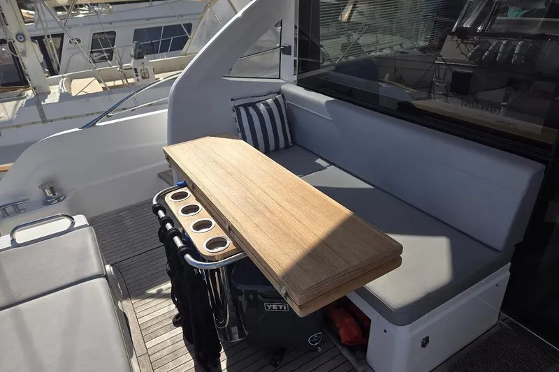 Slide: The Image of 2019 Sunseeker Predator 50 yacht grill and cup holders on deck. - 54