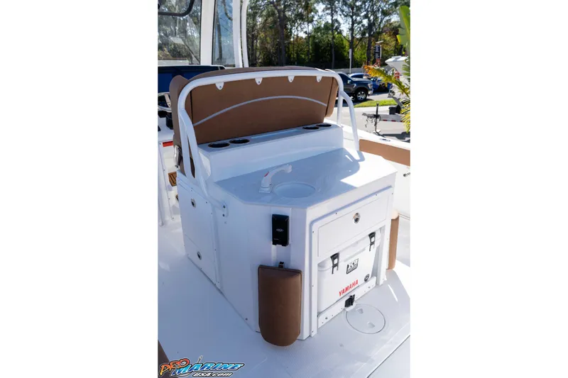 Slide: The Image of 2026 Sea Hunt Ultra 275 SE boat interior with seating and storage features. - 30