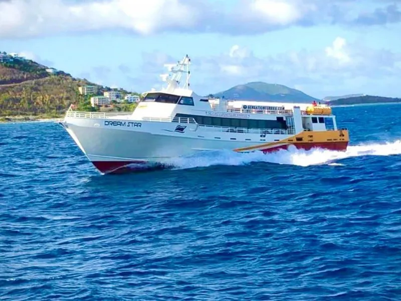 The Image of High-speed passenger ferry cruising on blue ocean, Midship Marine model, 1981. - 0