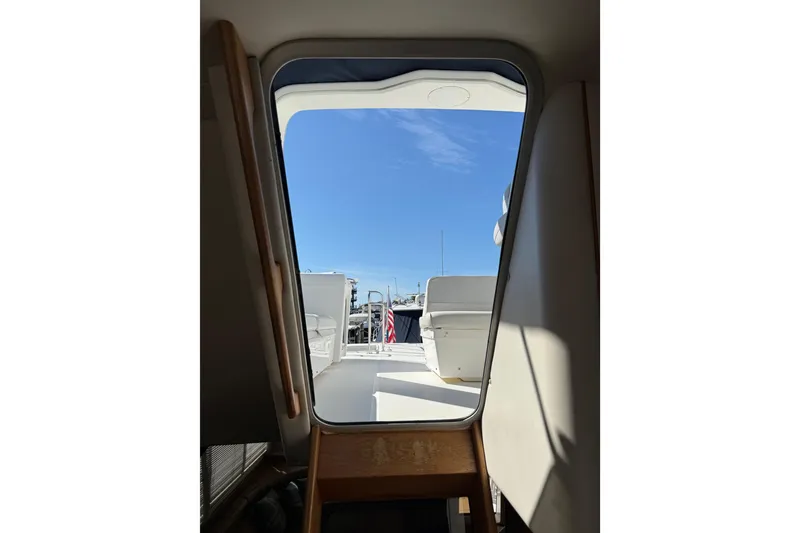 Slide: The Image of Interior view of 2002 Bayliner 4788 Pilot House Motoryacht, looking towards the deck. - 17