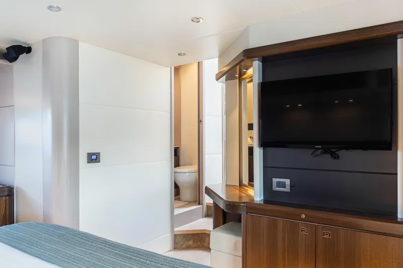 Slide: The Image of Luxurious interior of 2019 Absolute 58 FLY yacht with modern amenities and sleek design. - 28