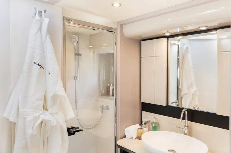 Slide: The Image of Luxurious bathroom on 2019 Absolute 58 FLY yacht with modern fixtures and elegant design. - 31