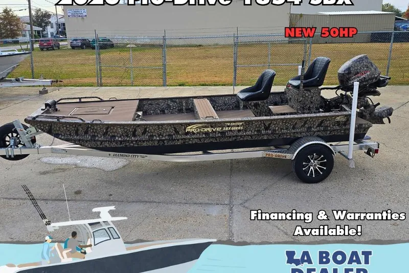 The Image of 2026 Pro-Drive 1854 SBX boat with new 50HP engine on trailer, financing available. - 0