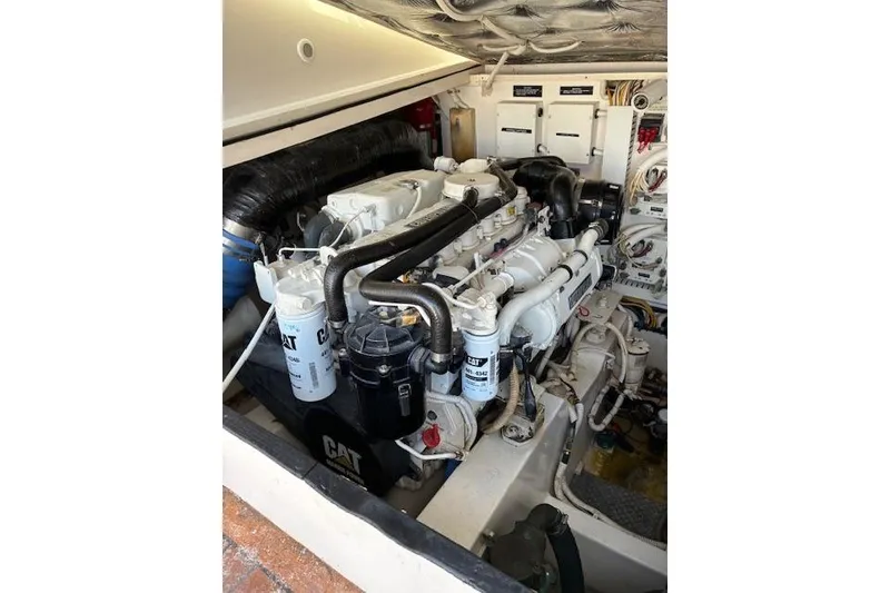 Slide: The Image of Engine room of a 2007 Bertram 360 boat with CAT machinery. - 23