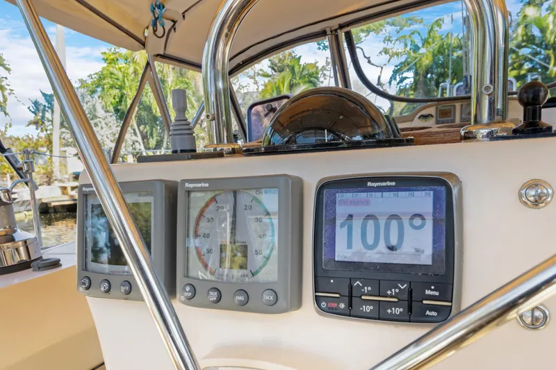 Slide: The Image of Island Packet 440 sailboat cockpit with navigation instruments, 2006 model. - 10