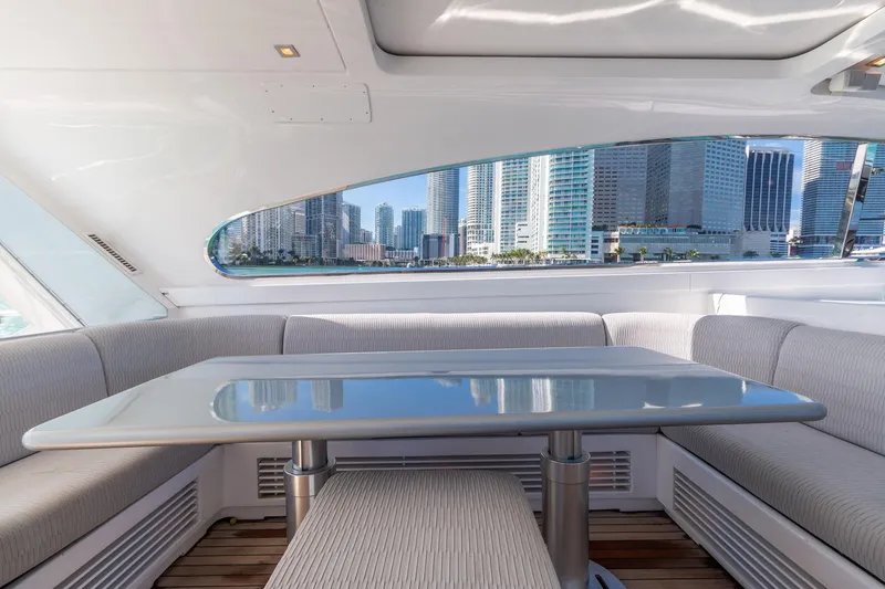 Slide: The Image of Luxurious 2007 Leopard Express Motor Yacht interior with city skyline view. - 13