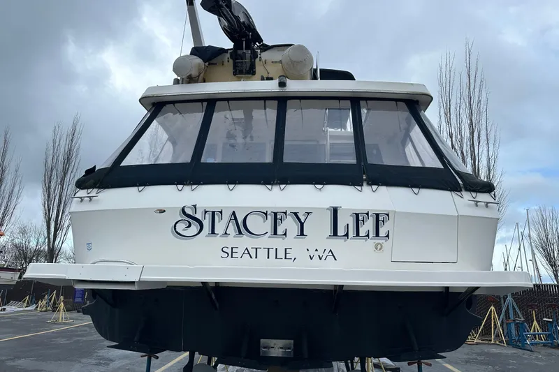 Slide: The Image of 1999 Bayliner 4788 Pilot House Motoryacht, named "Stacey Lee," docked in Seattle, WA. - 46