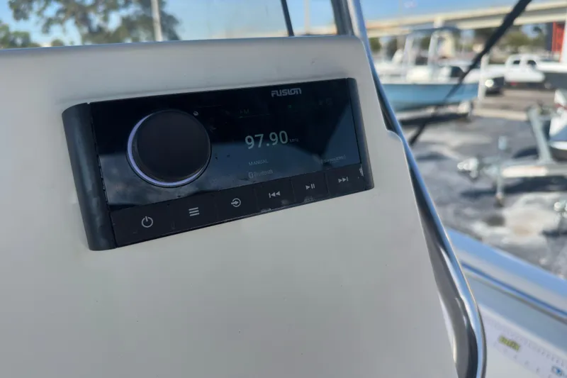 Slide: The Image of Fusion radio display on 2024 Key West 189 FS boat dashboard. - 26