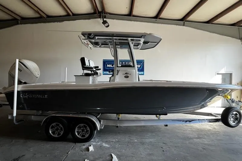 The Image of 2025 Crevalle 26 HCO boat on trailer in indoor storage. - 0