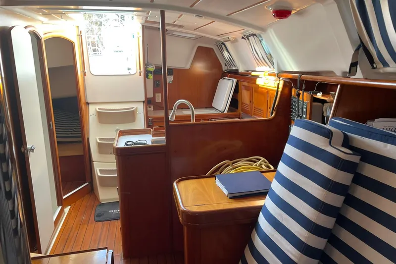 Slide: The Image of Control panel of a 2001 Beneteau Oceanis 361 sailboat with navigation instruments. - 12