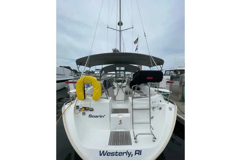 Slide: The Image of Beneteau Oceanis 361 sailboat, 2001 model, docked in Westerly, RI marina. - 63