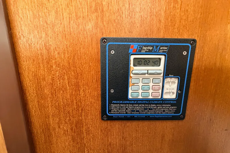 Slide: The Image of Programmable digital climate control on 2001 Catalina 380 boat, mounted on wooden panel. - 39