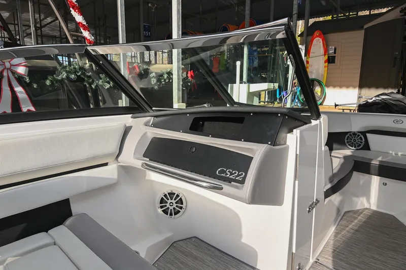 Slide: The Image of 2023 Cobalt CS22 boat interior with sleek design and modern features. - 27