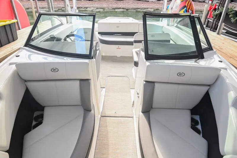 Slide: The Image of 2023 Cobalt CS22 boat interior with sleek seating and modern design. - 38