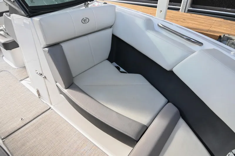 Slide: The Image of 2023 Cobalt CS22 boat interior with luxurious seating and modern design. - 40