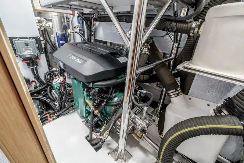 Slide: The Image of Engine room of 2025 Hylas H57 yacht, showcasing advanced machinery and components. - 50