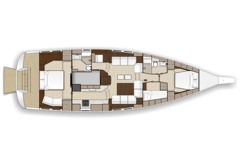Slide: The Image of Manufacturer Provided Image: Floor plan of 2025 Hylas H57 yacht, showcasing interior layout and cabin arrangement. - 54