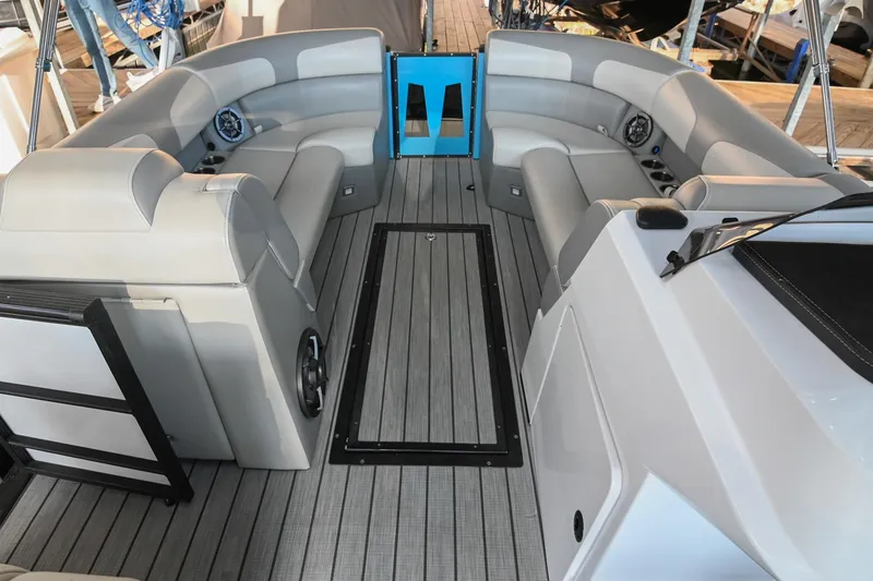 Slide: The Image of Interior of 2023 Montara 25 Monntara 2.0 boat with spacious seating and modern design. - 33