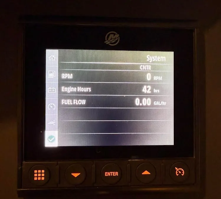 Slide: The Image of 2024 Nimbus Weekender 9 system display showing 42 engine hours. - 14