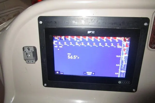 Slide: The Image of Fishfinder display on 2005 Sea Ray 290 Amberjack showing water temperature at 56.5°F. - 21