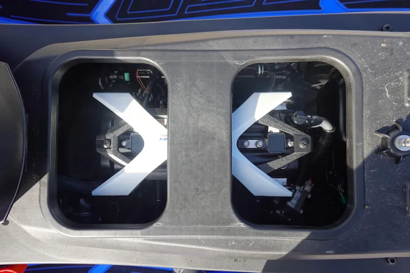 Slide: The Image of 2024 Yamaha WaveRunner VX Limited HO engine compartment, showcasing dual storage compartments. - 14