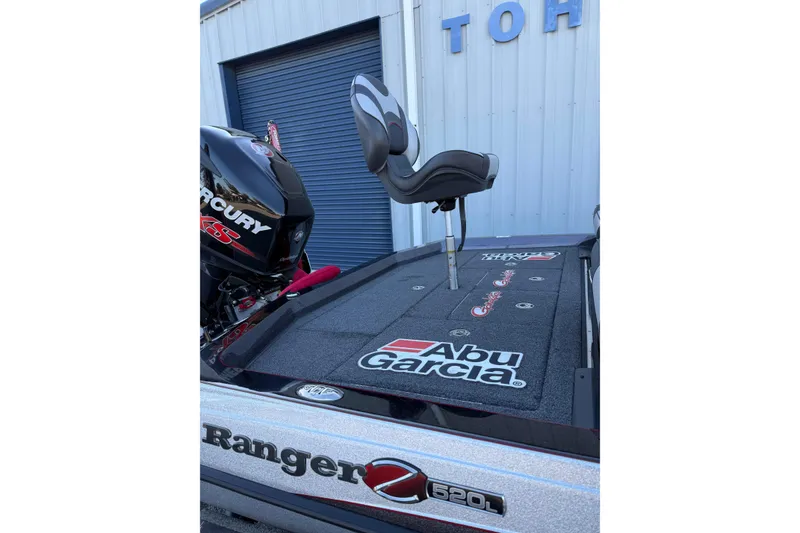 Slide: The Image of 2018 Ranger Z520L boat on trailer, metallic finish, dual axles, outdoor setting. - 3