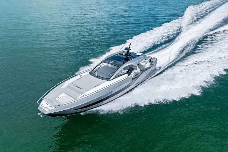 Slide: The Image of 2026 Azimut Verve 48 yacht cruising on open water, showcasing sleek design and powerful performance. - 3