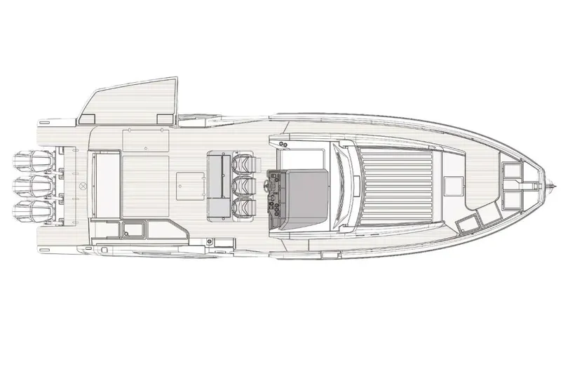 Slide: The Image of Manufacturer Provided Image: Top view blueprint of 2025 Azimut Verve 48 luxury yacht design. - 43