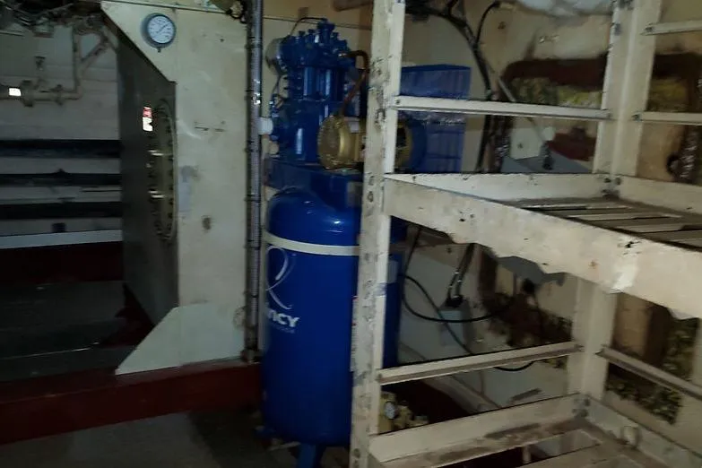 Slide: The Image of Interior of 1970 COMMERICAL BOAT LCU-135, featuring machinery and equipment. - 20