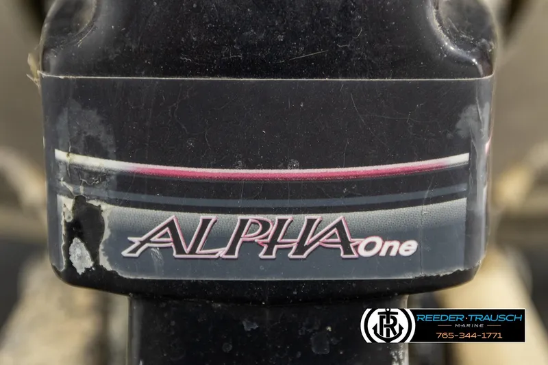 Slide: The Image of Close-up of Alpha One logo on 2006 Sun Tracker Party Barge 22 Regency Edition. - 42
