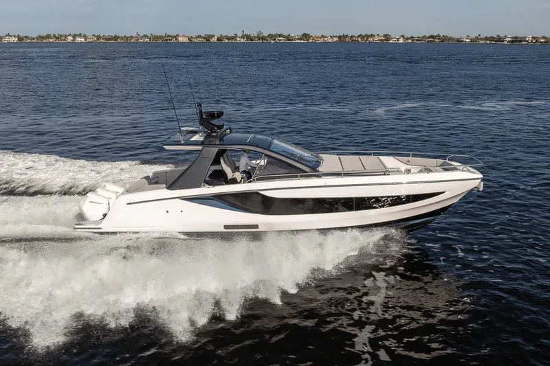 Slide: The Image of 2026 Azimut Verve 42 luxury yacht cruising on open water. - 8