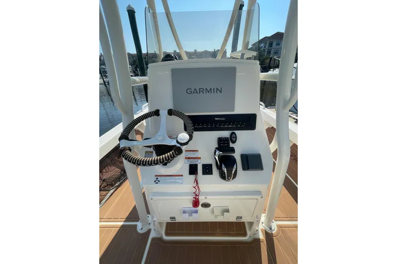 Slide: The Image of 2021 Pathfinder 2600 TRS boat console with Garmin navigation system. - 13