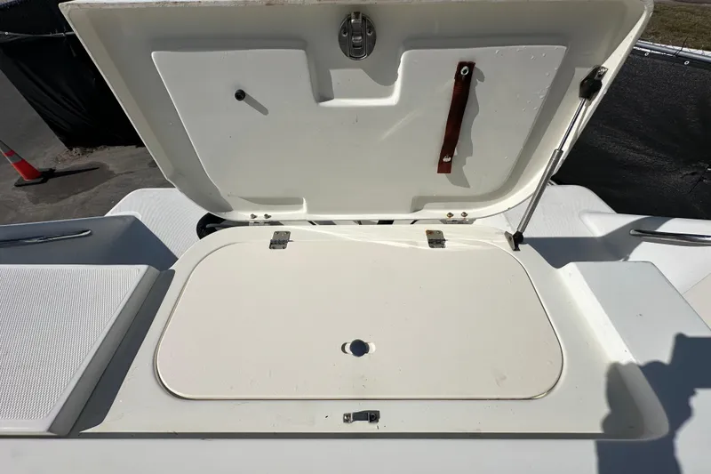 Slide: The Image of 2003 Hydra-Sports Vector 2600 CC boat with Yamaha engines, rear seating area. - 82