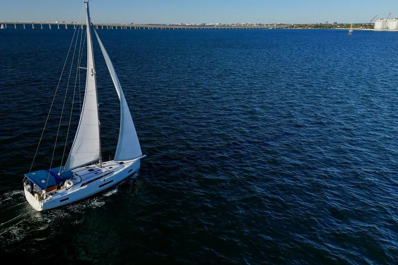 Slide: The Image of 2022 Beneteau Oceanis 40.1 sailing on open blue waters under clear skies. - 159