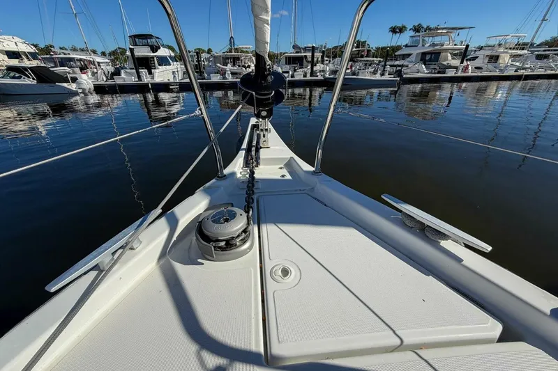 Slide: The Image of Beneteau Oceanis 40.1 sailboat docked at marina, 2022 model, sunny day. - 98