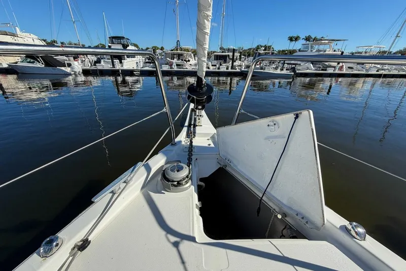 Slide: The Image of Bow view of 2022 Beneteau Oceanis 40.1 yacht docked at marina. - 99