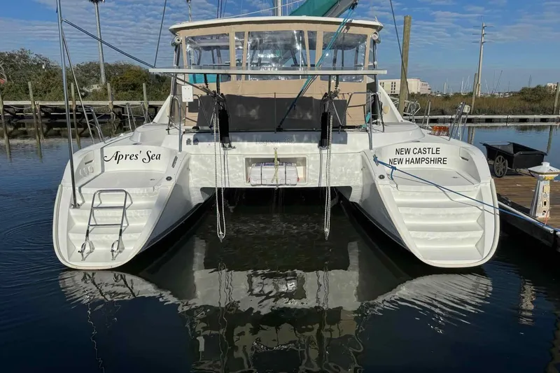 The Image of Lagoon 380 S2 catamaran, 2012 model, docked in New Castle, New Hampshire marina. - 0