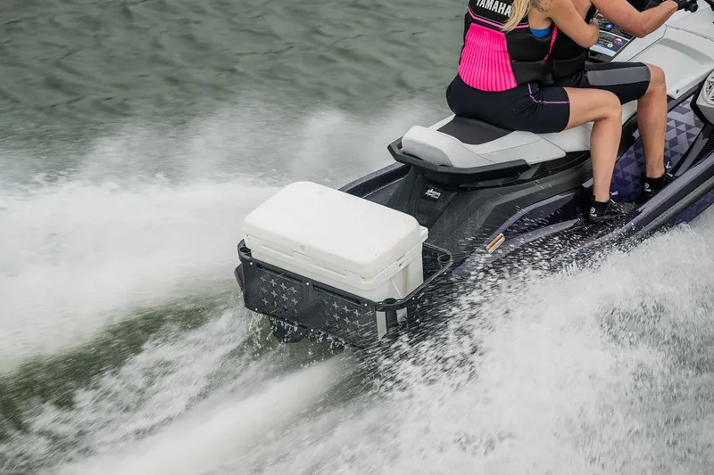 Slide: The Image of Manufacturer Provided Image: 2026 Yamaha WaveRunner FX Cruiser SVHO speeding on water with cooler attached. - 6